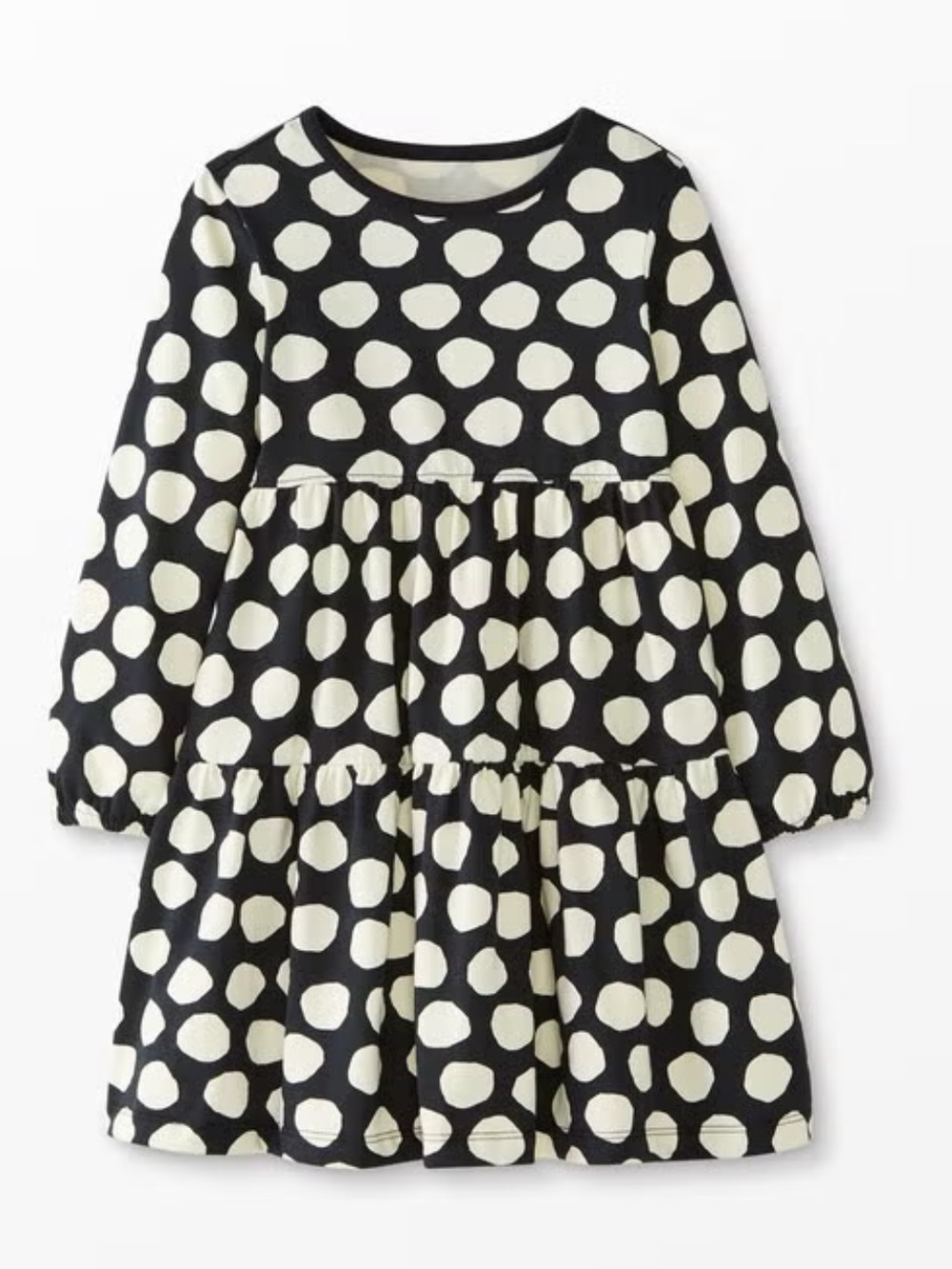 Hanna Andersson Black Dress with White/Cream Polka Dots